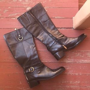Bandolino Leather Wide-Calf Riding Boots